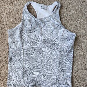 Victoria Secret On Point Racer back Workout Top White + Black Floral M